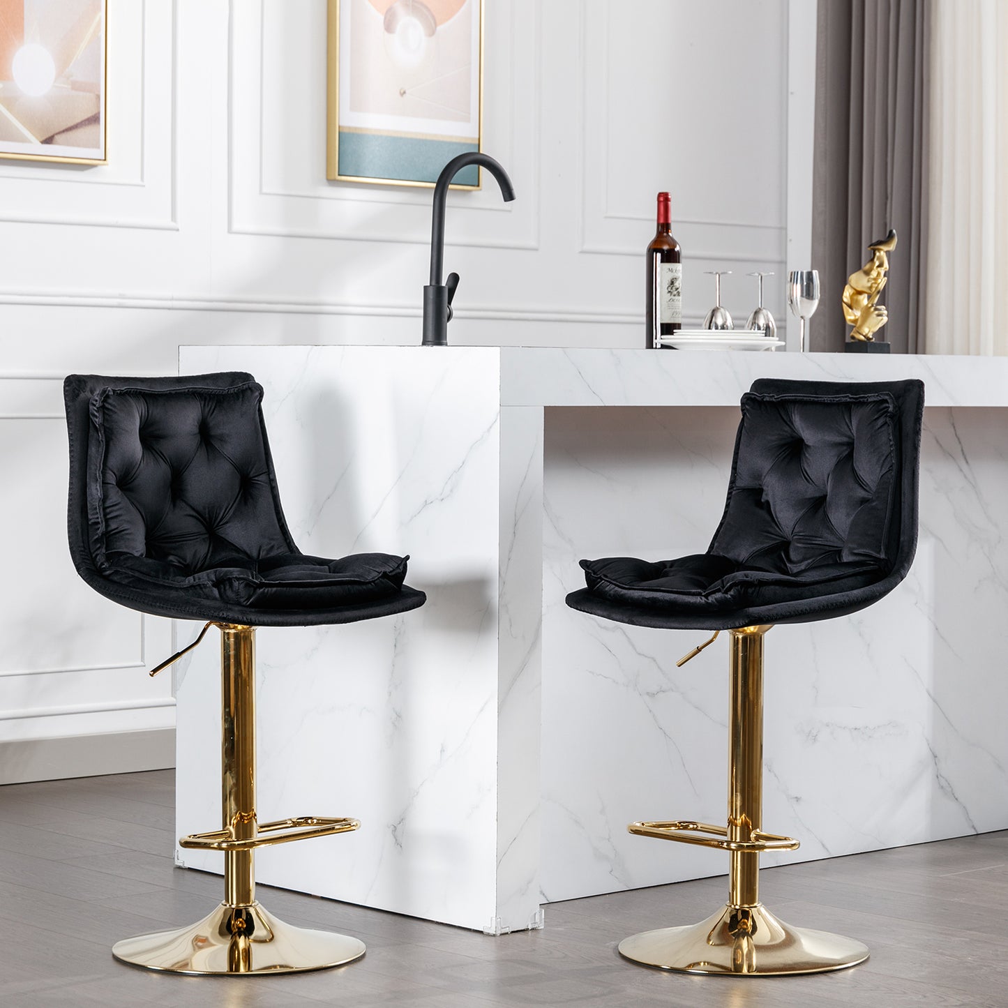 Valor Swivel Bar Stools - Black Set of 2