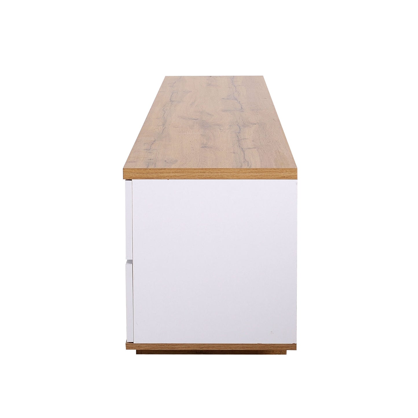 Dena Modern TV stand with Door Rebound Device - White+Natural