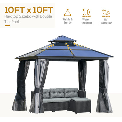 Aaron 10 x 10 ft Hardtop Patio Gazebo Aluminum Frame - Dark Gray