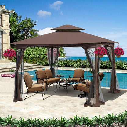 Zamora 10 x 10 ft Outdoor Patio Gazebo Canopy Tent - Brown