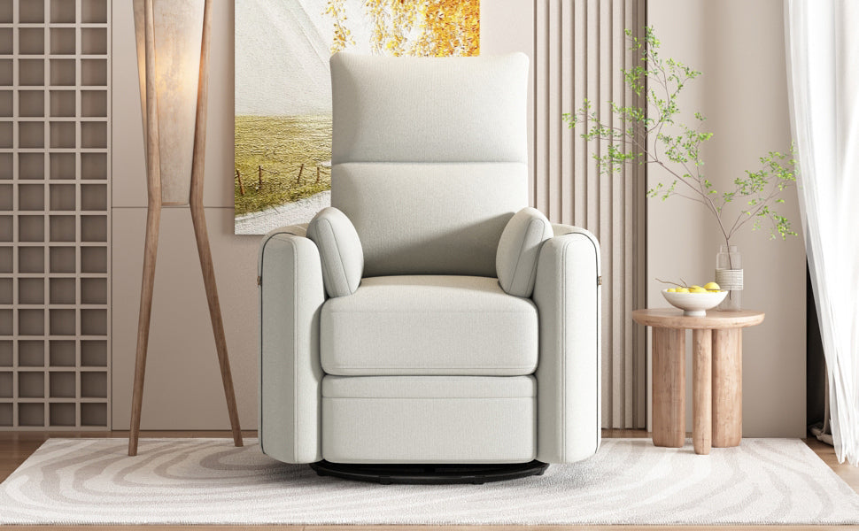 Niki Upholstered Swivel Recliner - Beige