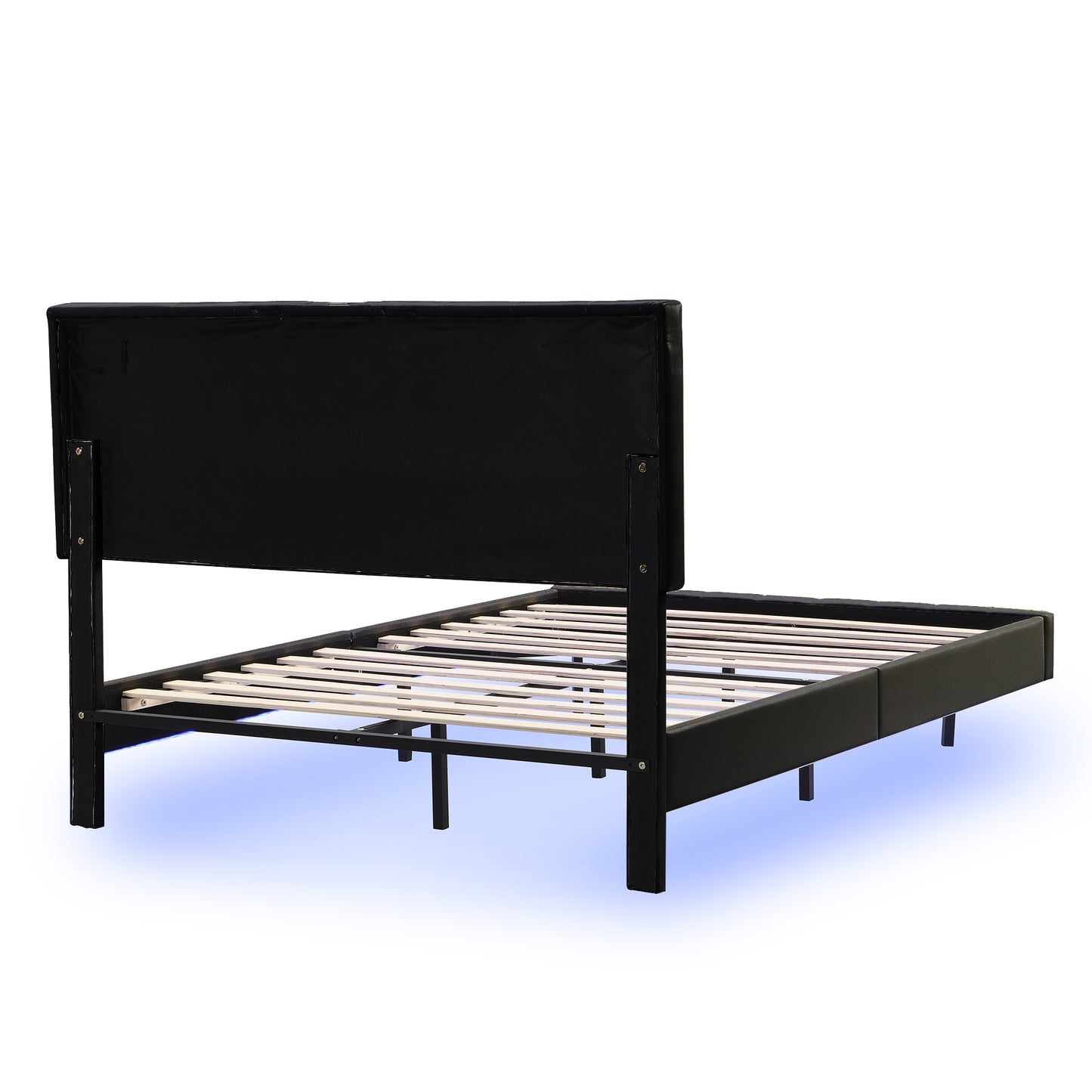 Marc Full Size Floating Bed Frame with LED - Black