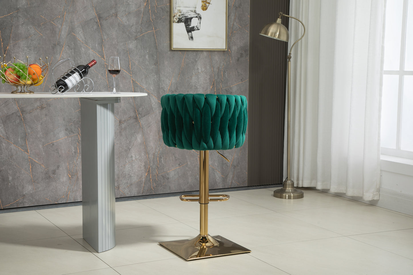 Noah Vintage Counter Height Bar Chairs   - Emerald Set of 2