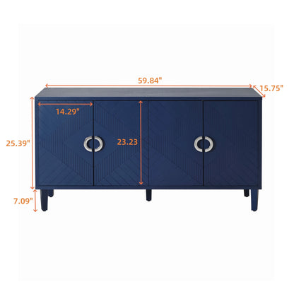 Doria Functional 4-Door Storage Cabinet - Navy Blue