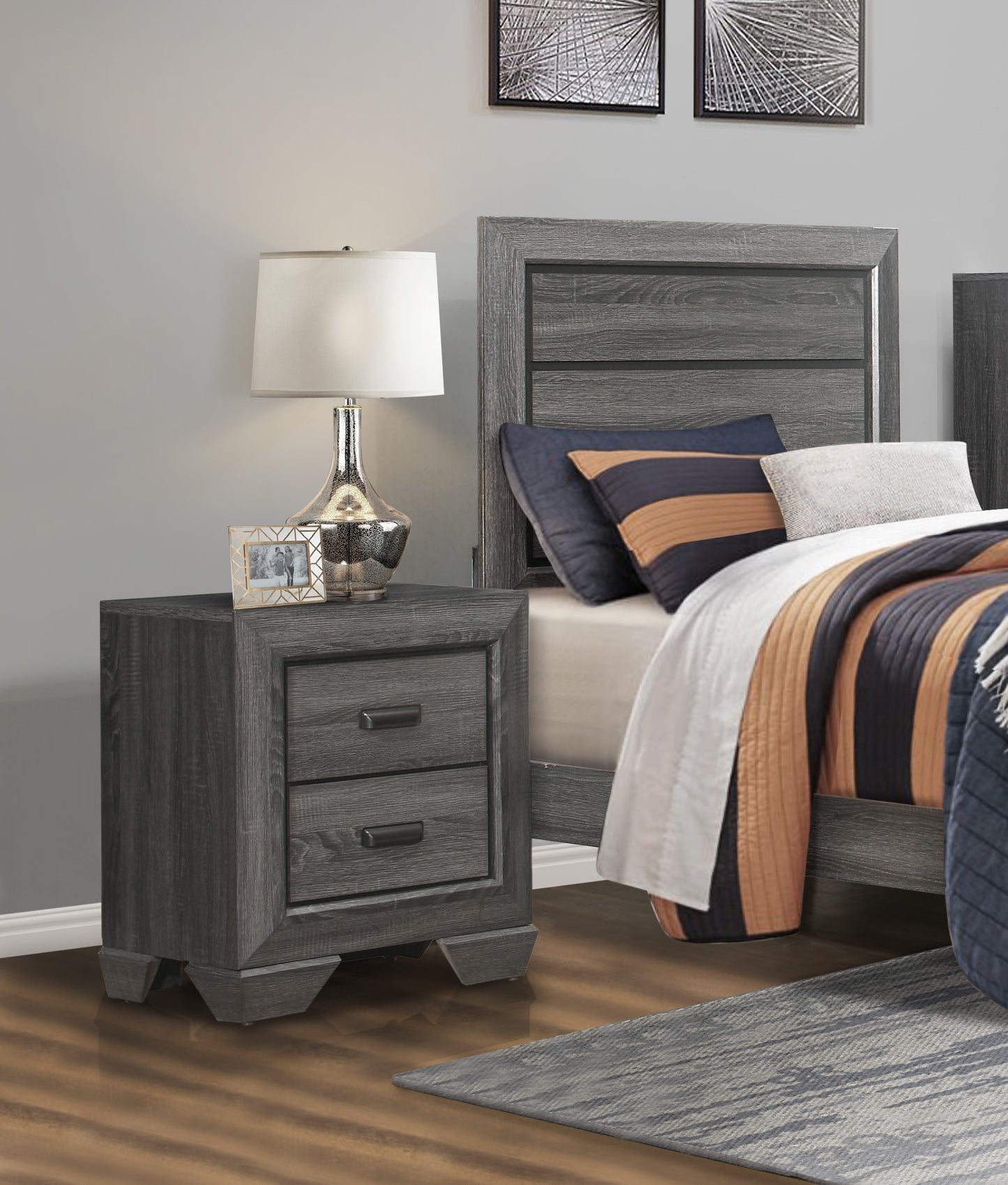 Rustic Aesthetic Nightstand - Gray