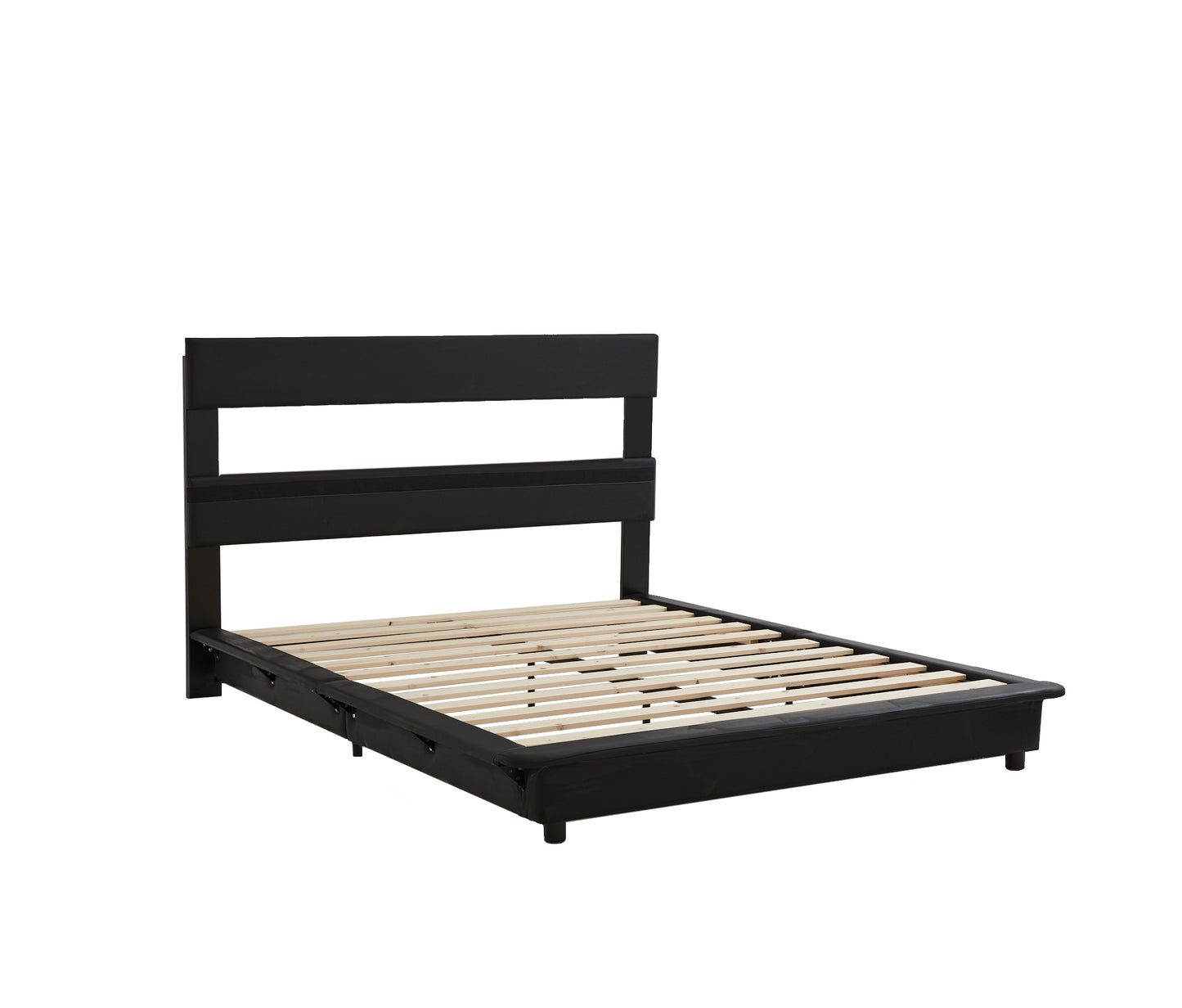 Veda Queen Size Upholstered Platform Bed with Sensor Light - Black