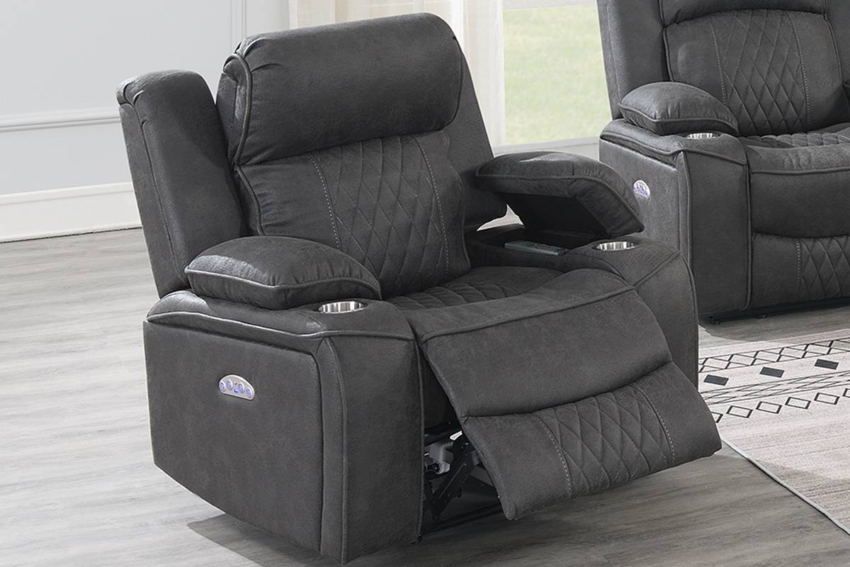 Parker Gel Leatherette Power Motion Recliner Chair - Charcoal