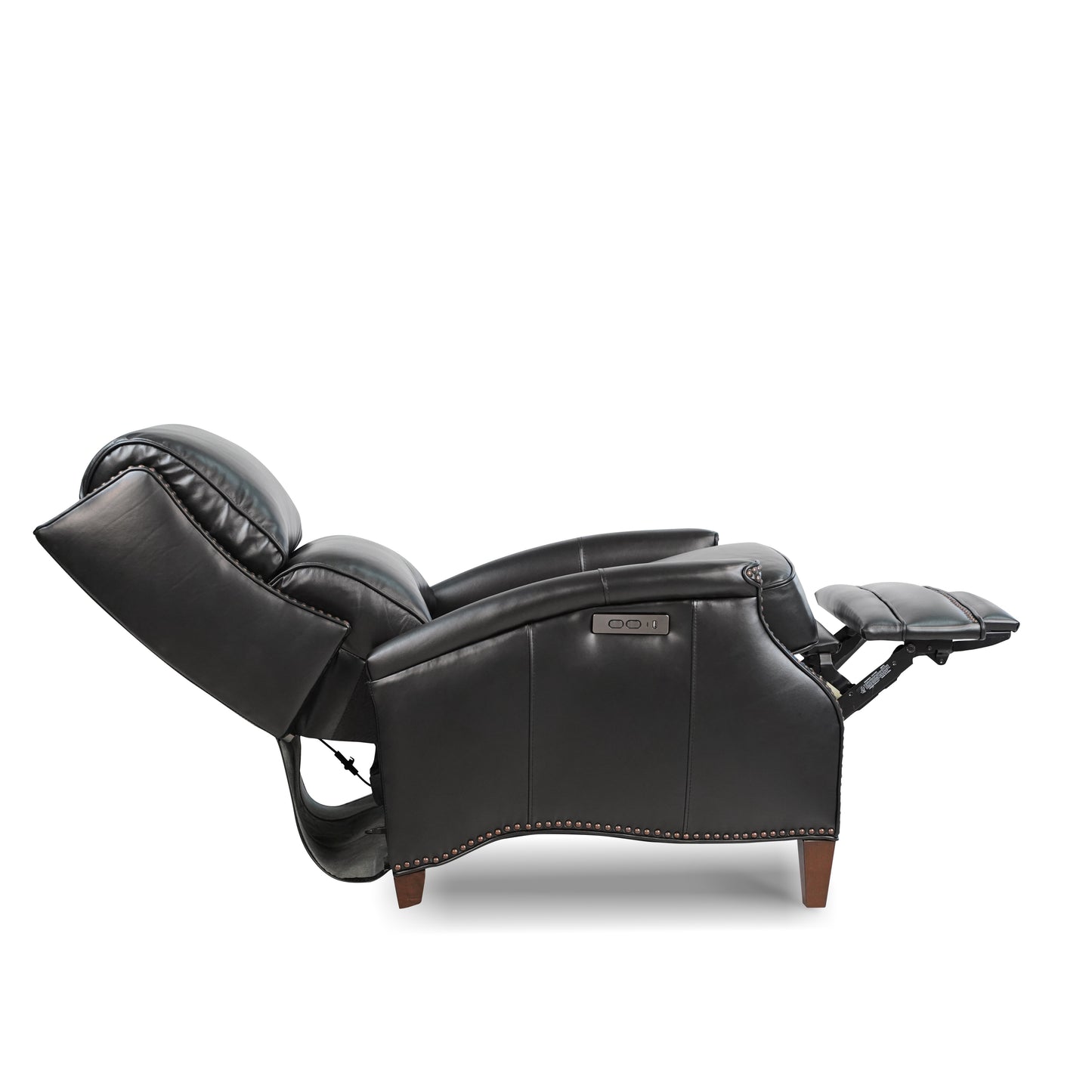 Hekkin II Genuine Top Grain Leather Power Recliner - Black