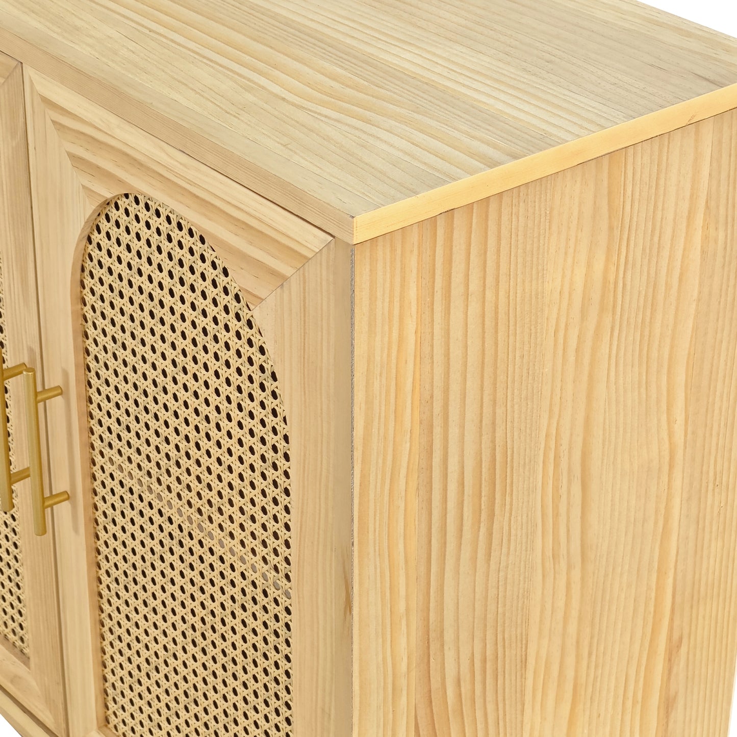 Xenia 4-Door Cabinet with Rattan - Natural