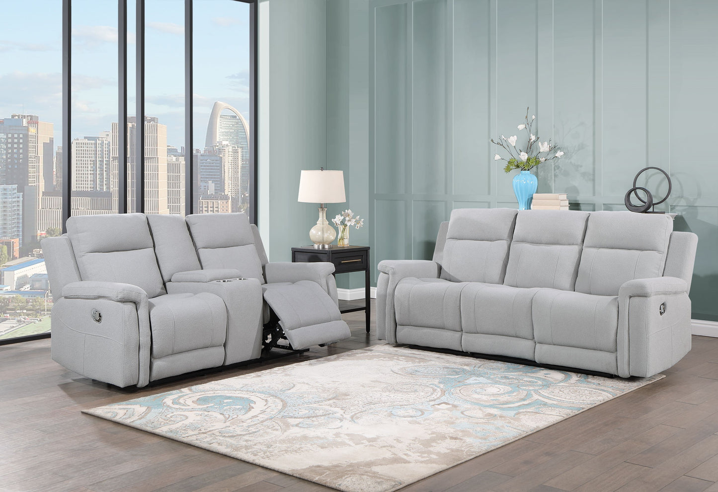 Eco Recliner Console Loveseat - Gray