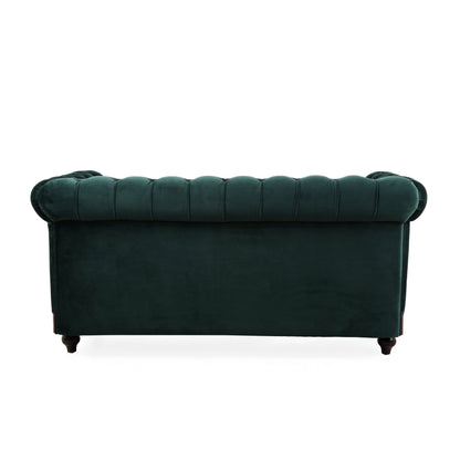 Vivalux Velvet Loveseat Sofa - Dark Green