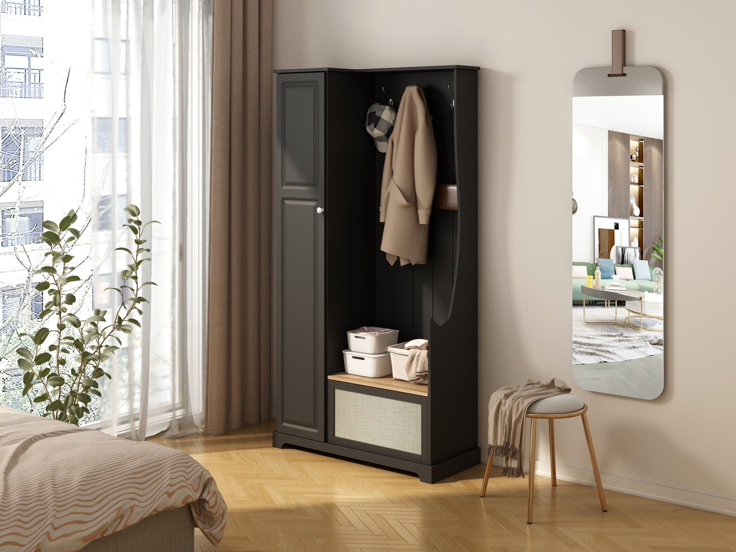 Tero 1 Door Closet - Black