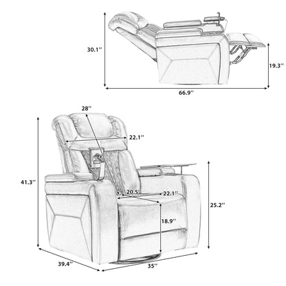 Comfort Max 270 Degree Swivel Power Recliner - White