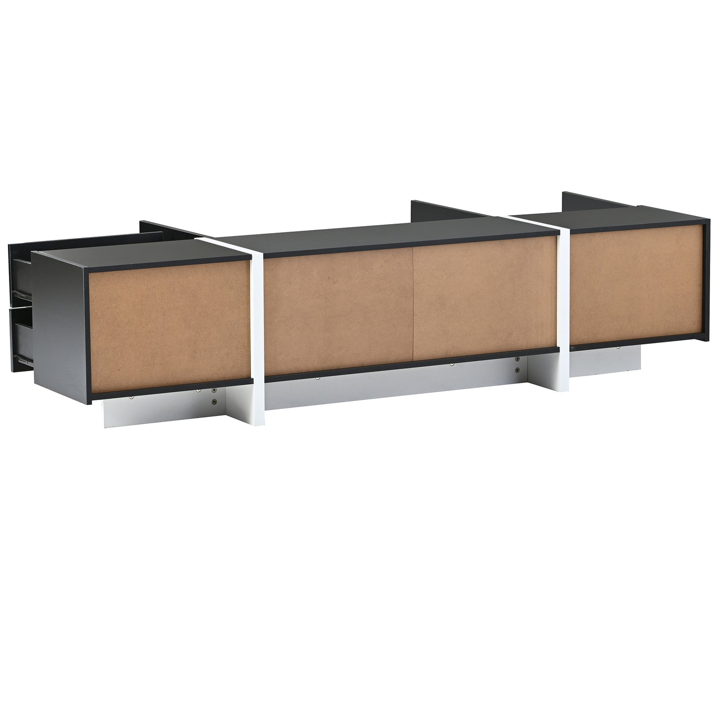 Terra White & Black Contemporary Rectangle Design TV Stand - Black