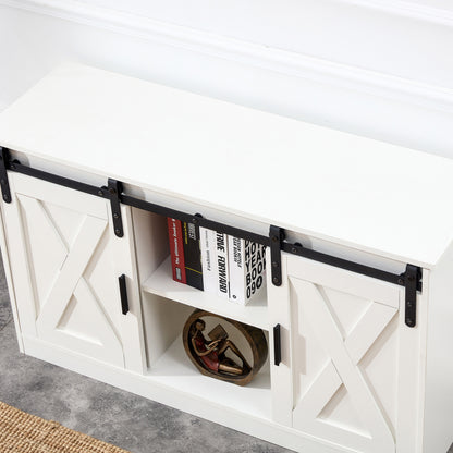 Wiz TV Stand with Sliding Barn Doors - White