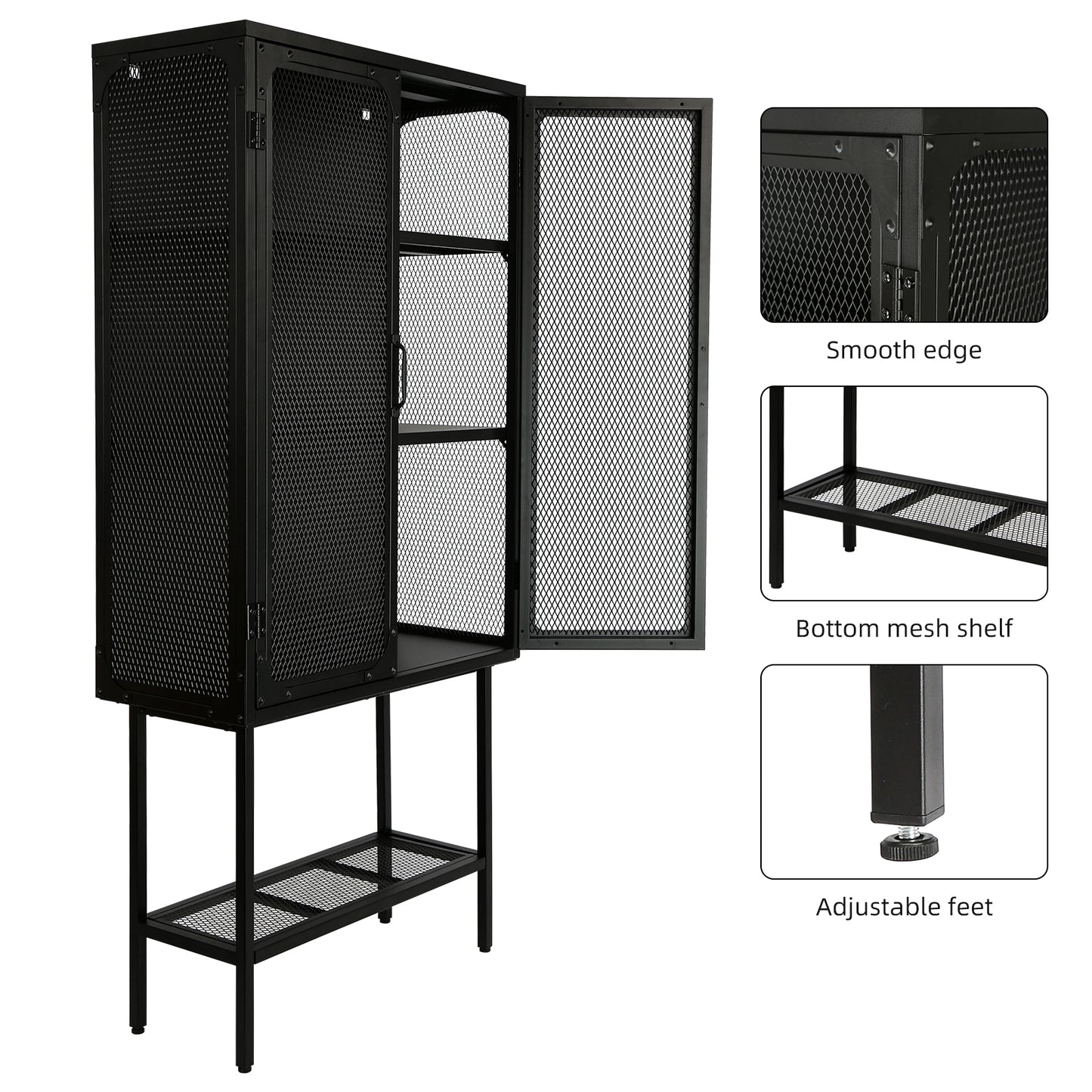 Laso II Mesh Door Cabinet - Black