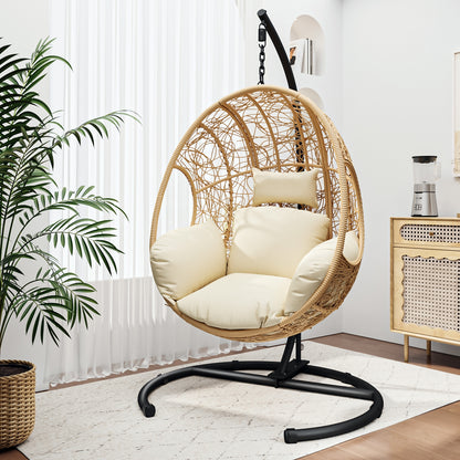 Beebe Wicker Swing Chair With Stand - Natural