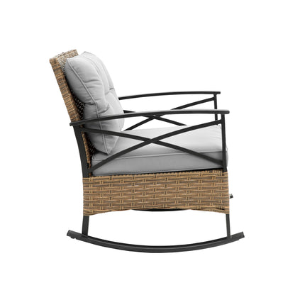 Stearns 3 Pc Rocking Rattan Set - Gray