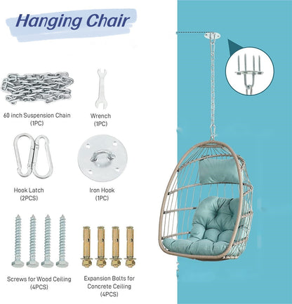 Bahamas Outdoor Rattan Egg Swing Chair - Dark Gray