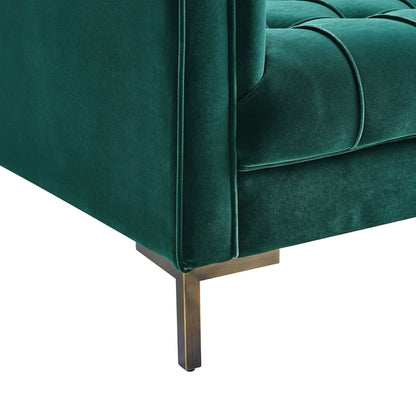 Isaac Stitch Velvet Loveseat - Green