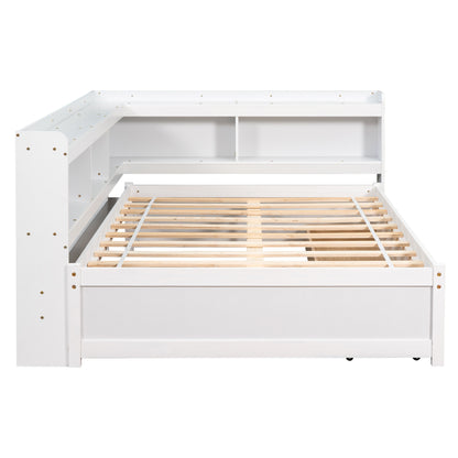 Parker Full Size Daybed with Bookcases -Drawers - White