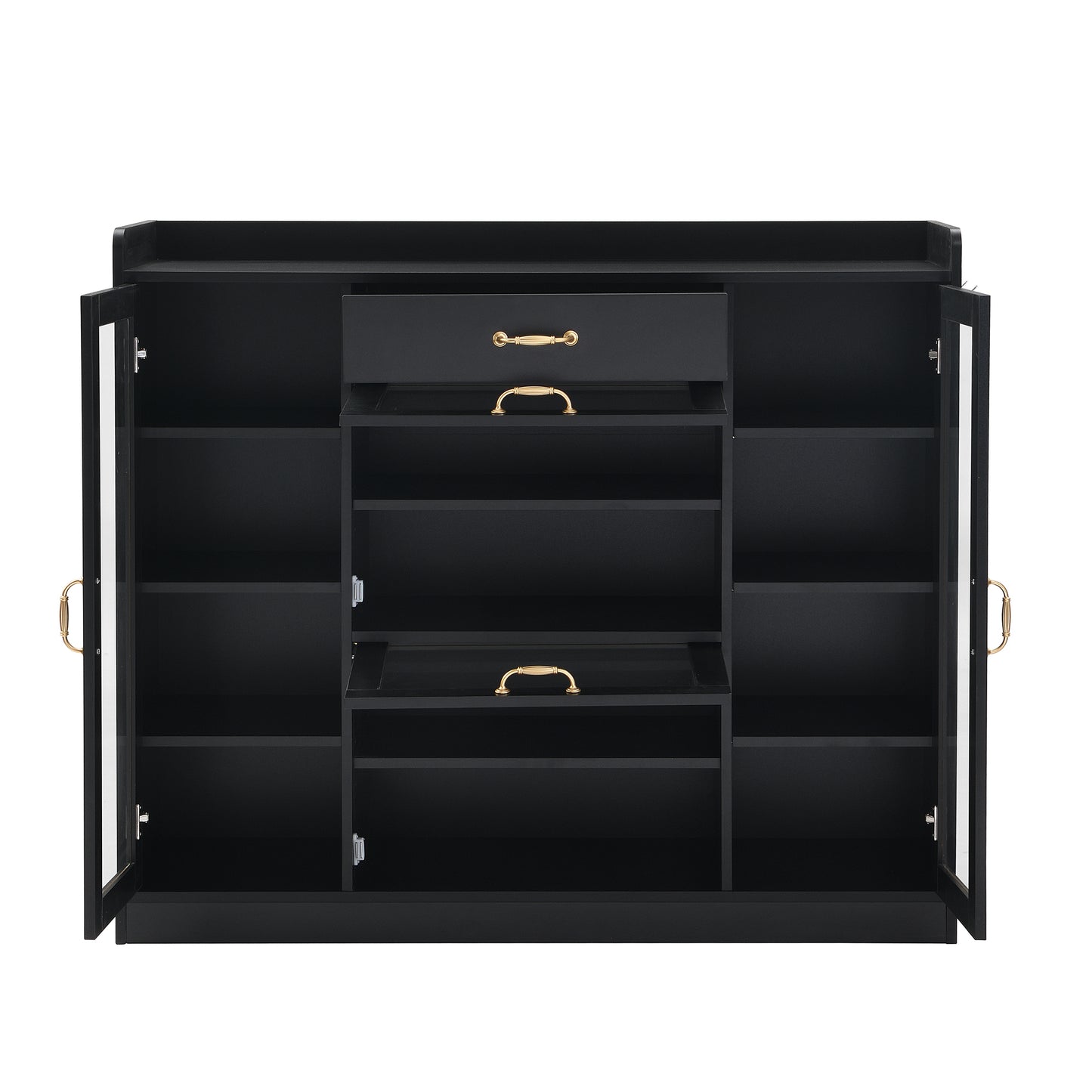 Karo Side Cabinet with 4 Glass Doors - Black