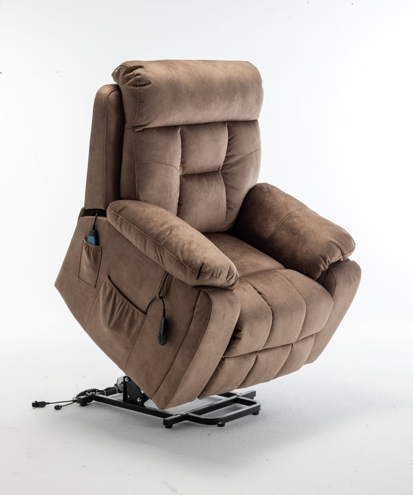 Wilson Power Electric Velvet Reclining Chair - Brown