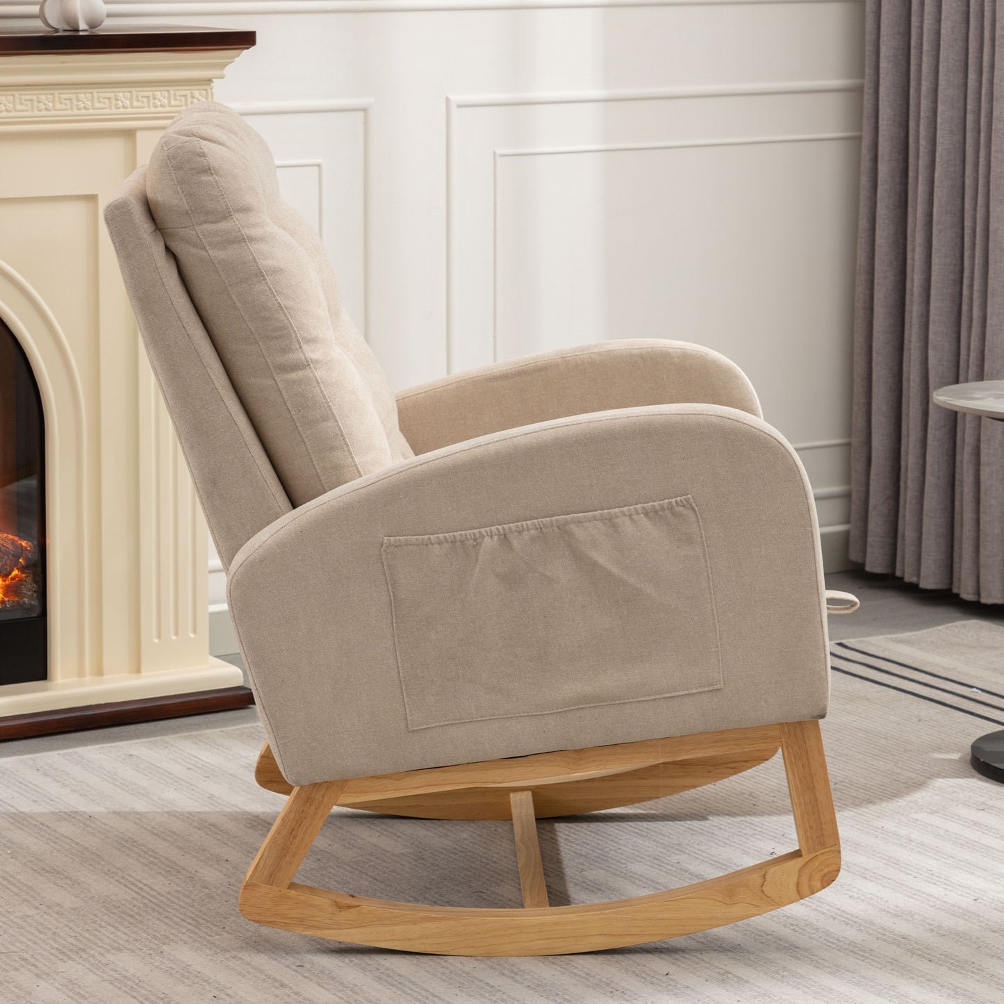 Bruce Accent Rocking  Chair with  Footrest - Beige