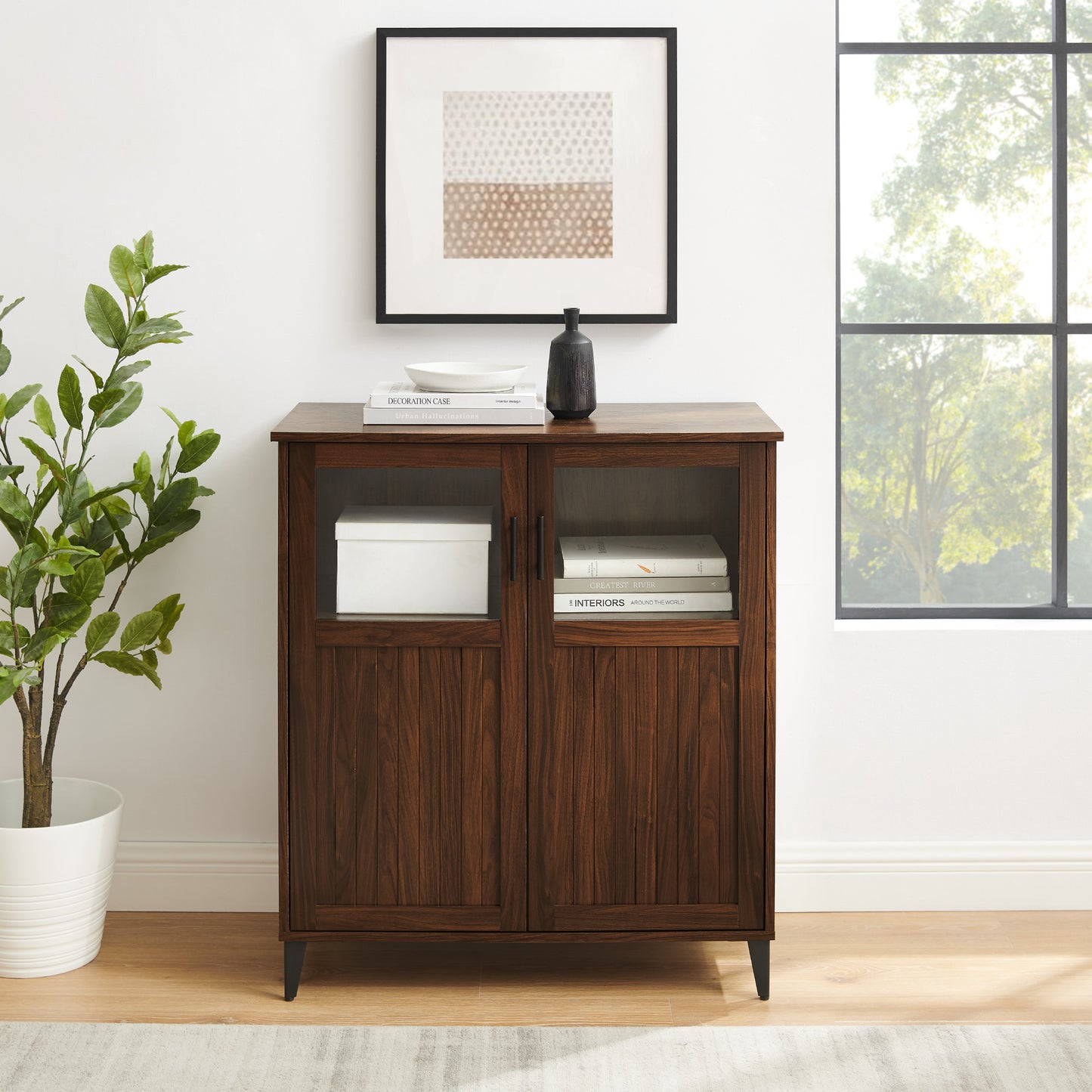 Eden Grooved-Door Accent Cabinet – Dark Brown