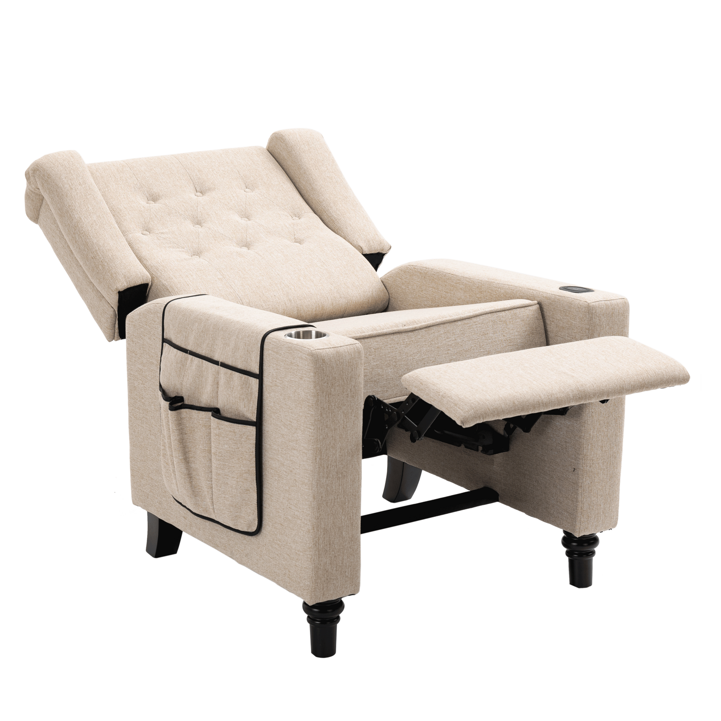 Cole Arm Pushing Fabric Recliner  - Khaki