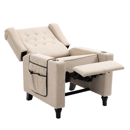 Cole Arm Pushing Fabric Recliner  - Khaki