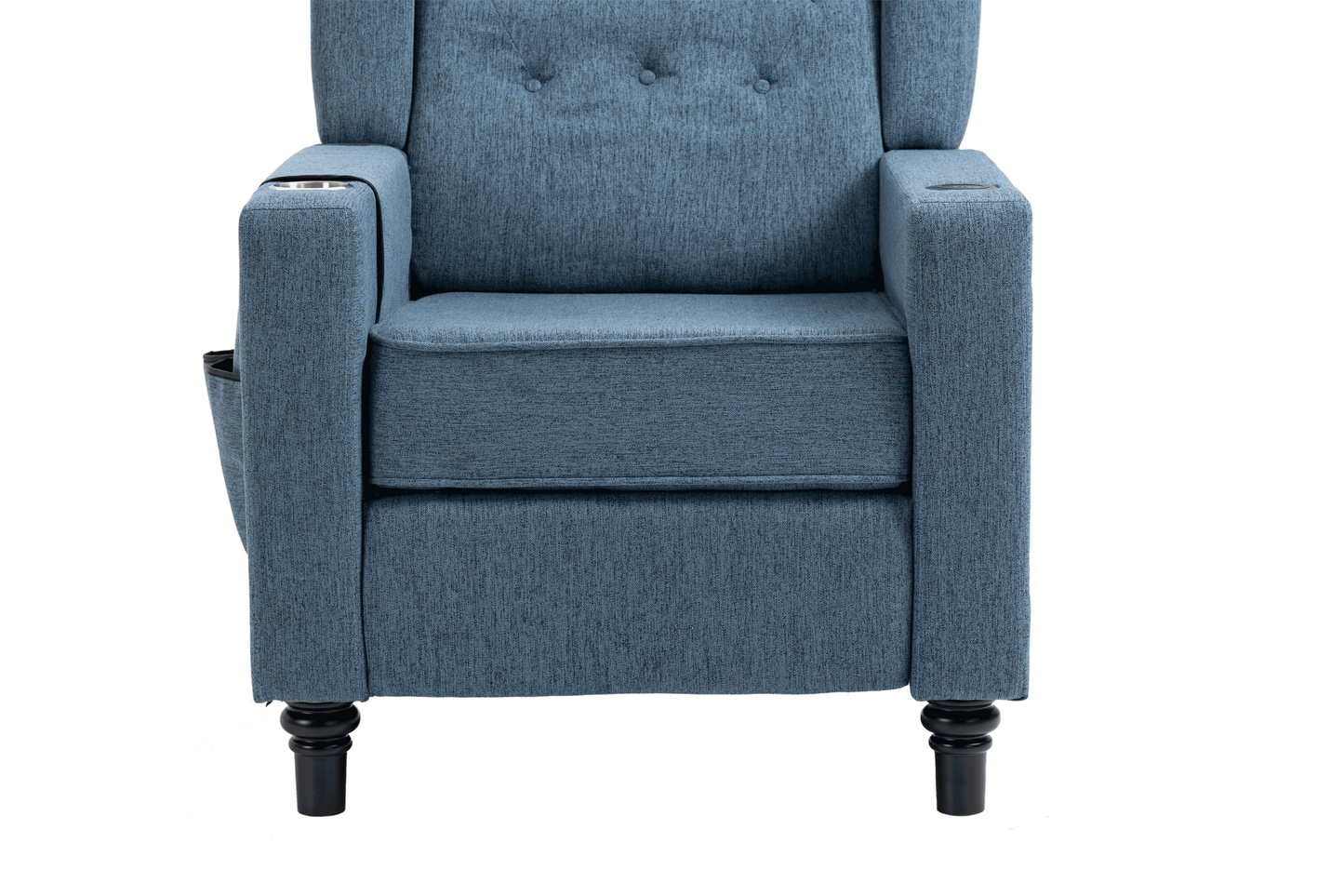 Cole Arm Pushing Fabric Recliner  - Navy Blue