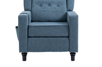 Cole Arm Pushing Fabric Recliner  - Navy Blue