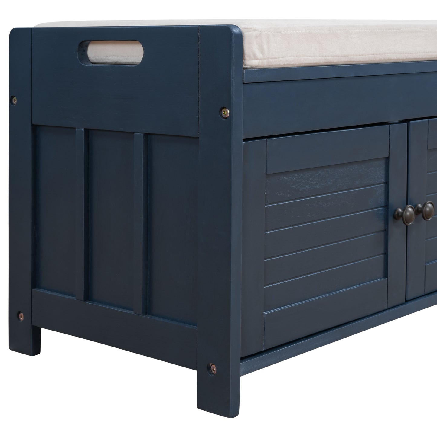 Trex Storage Bench with 3 Shutter Doors - Antique Navy