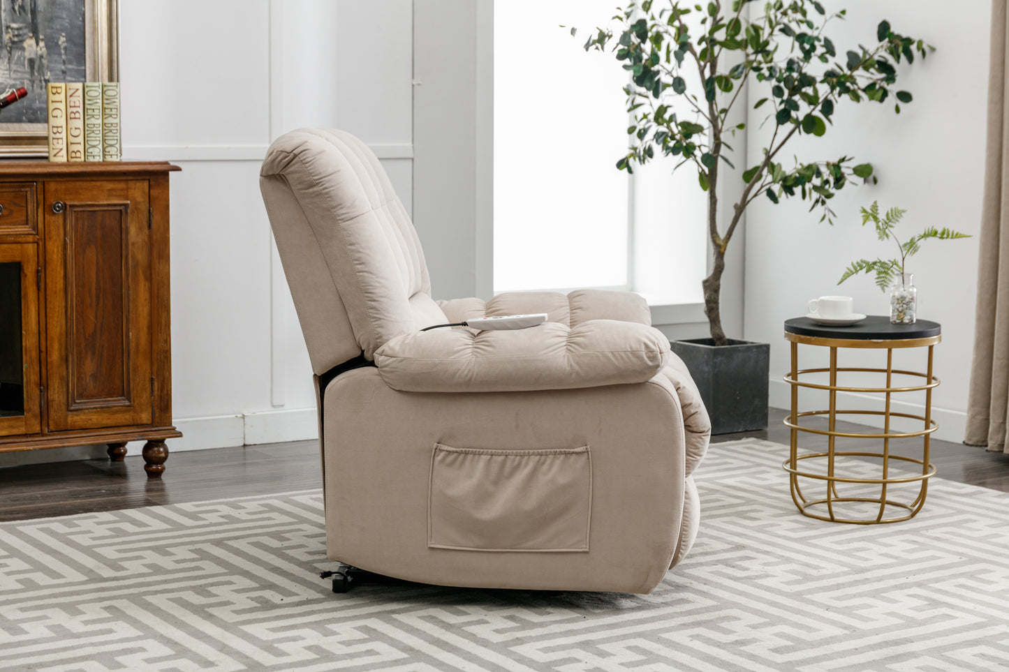 Parsons Power Recliner with Massage Function - Beige