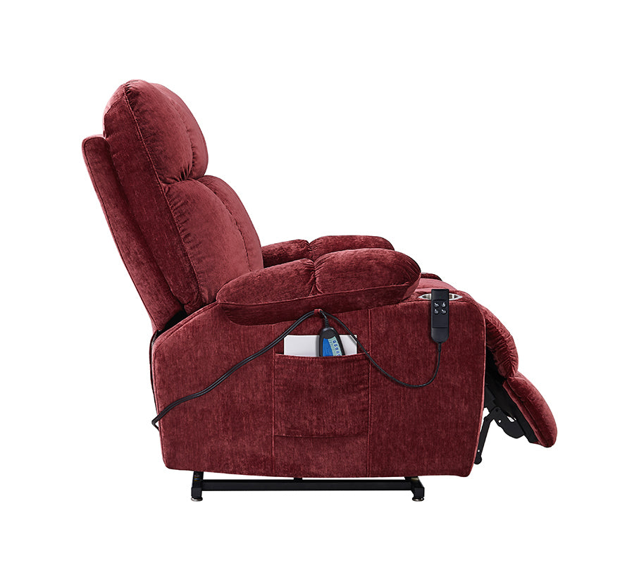 Lila Dual Motor Power Lift Recliner Chair with Heat Massage - Red