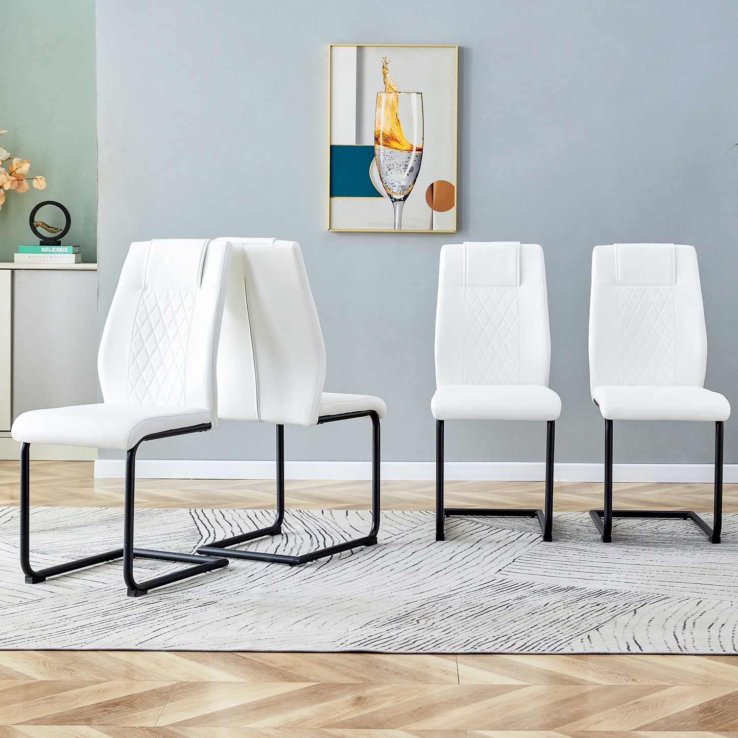 Skye Dining Chair Black Metal Leg (Set of 4) - White