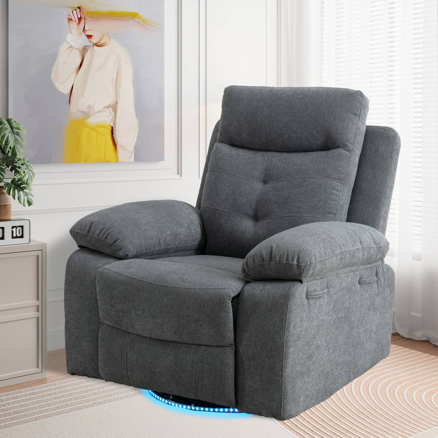 Aspen Power Recliner Glider Chair With Bluetooth Speaker - Light Gray