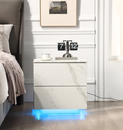 Nami Nightstand with LED Strip Lights - White