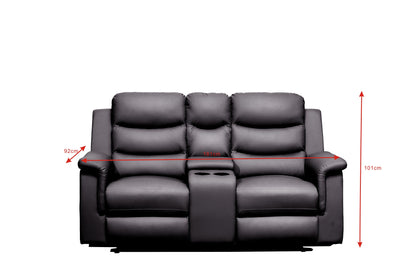 Miller Reclining Loveseat with Middle Console- Black