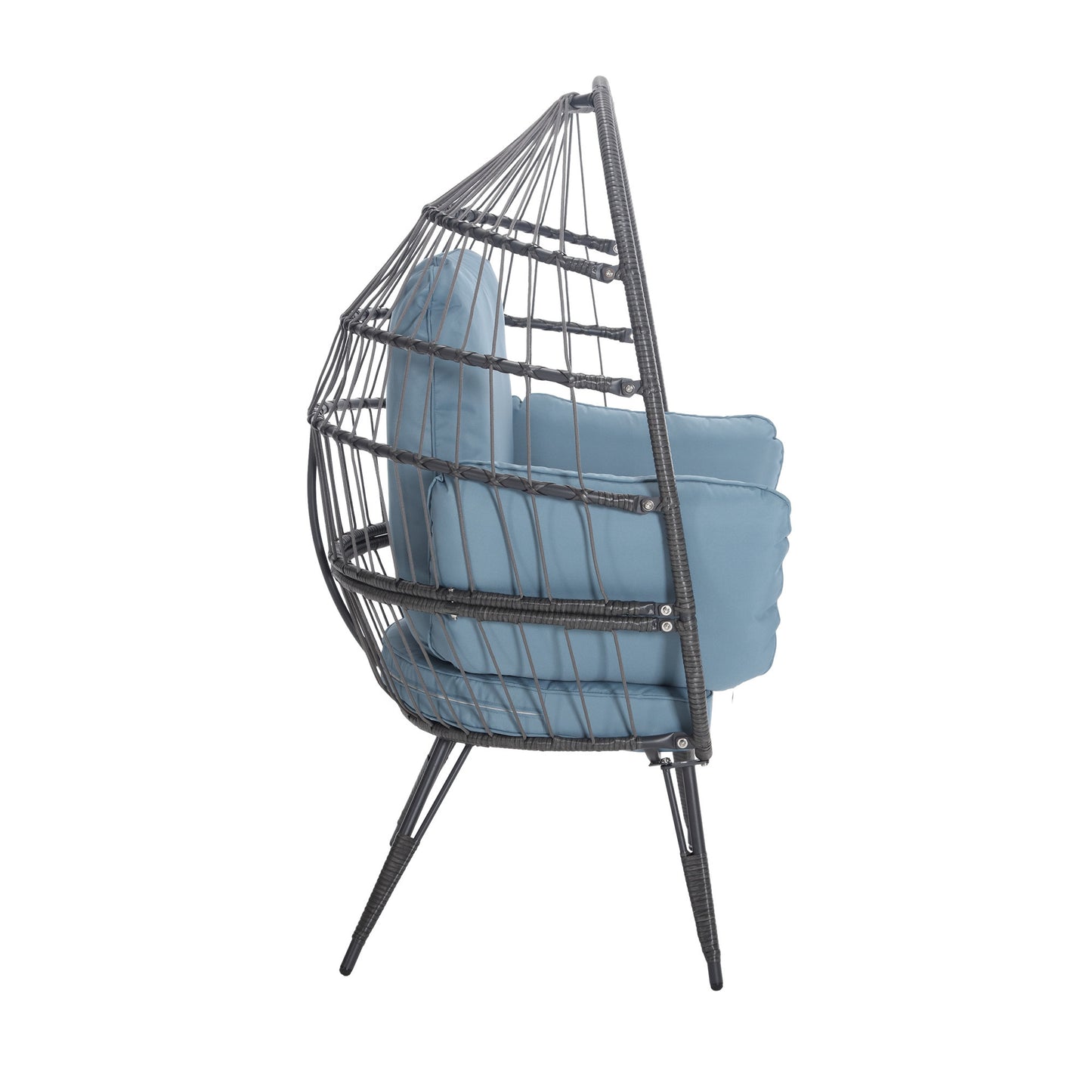 Mora Egg Wicker Outdoor Indoor Basket Chair - Blue