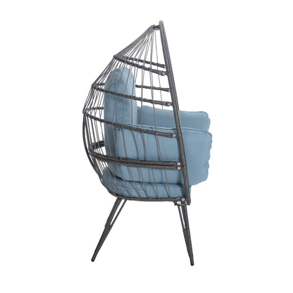 Mora Egg Wicker Outdoor Indoor Basket Chair - Blue