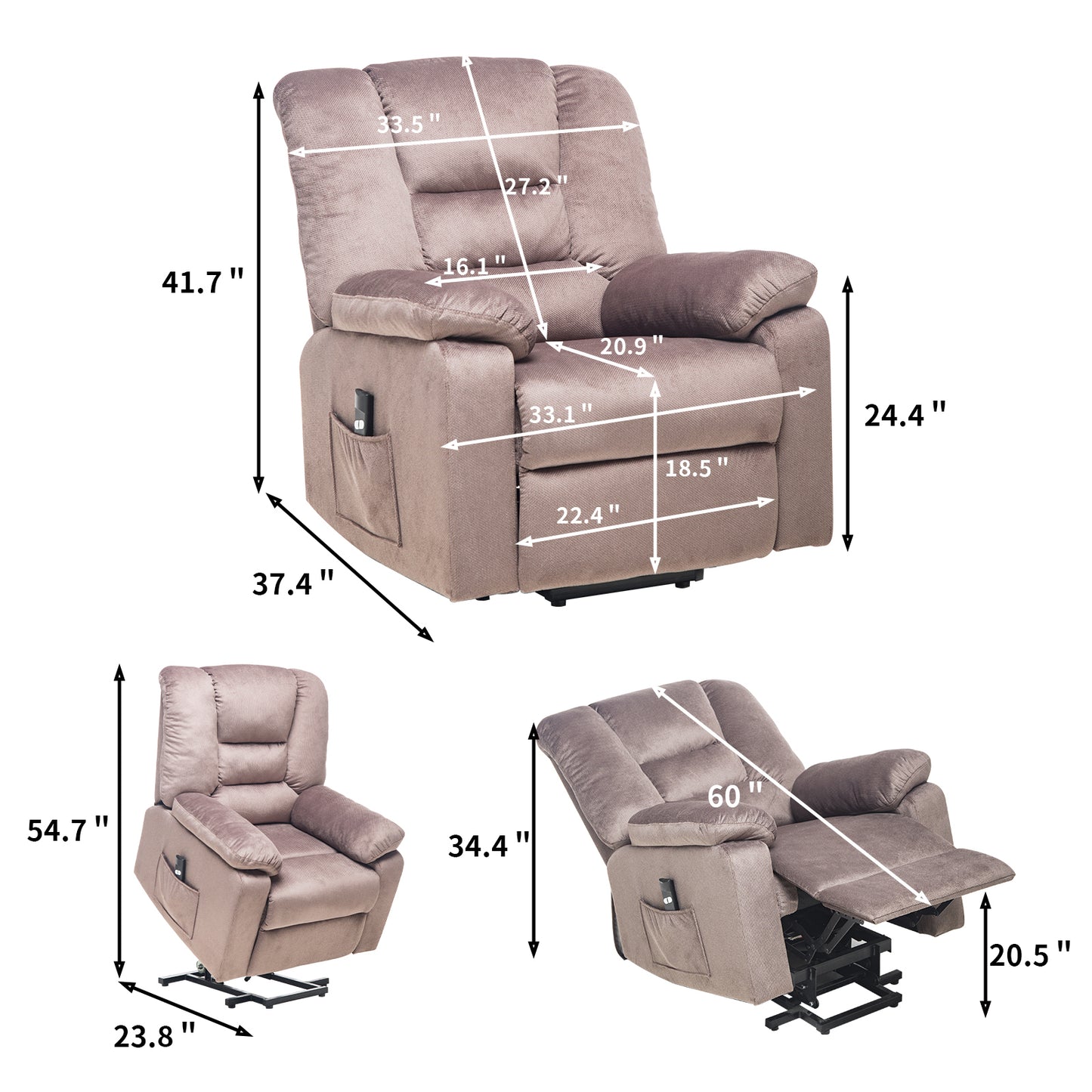 Duraplus Power Lift Recliner Chair - Brown