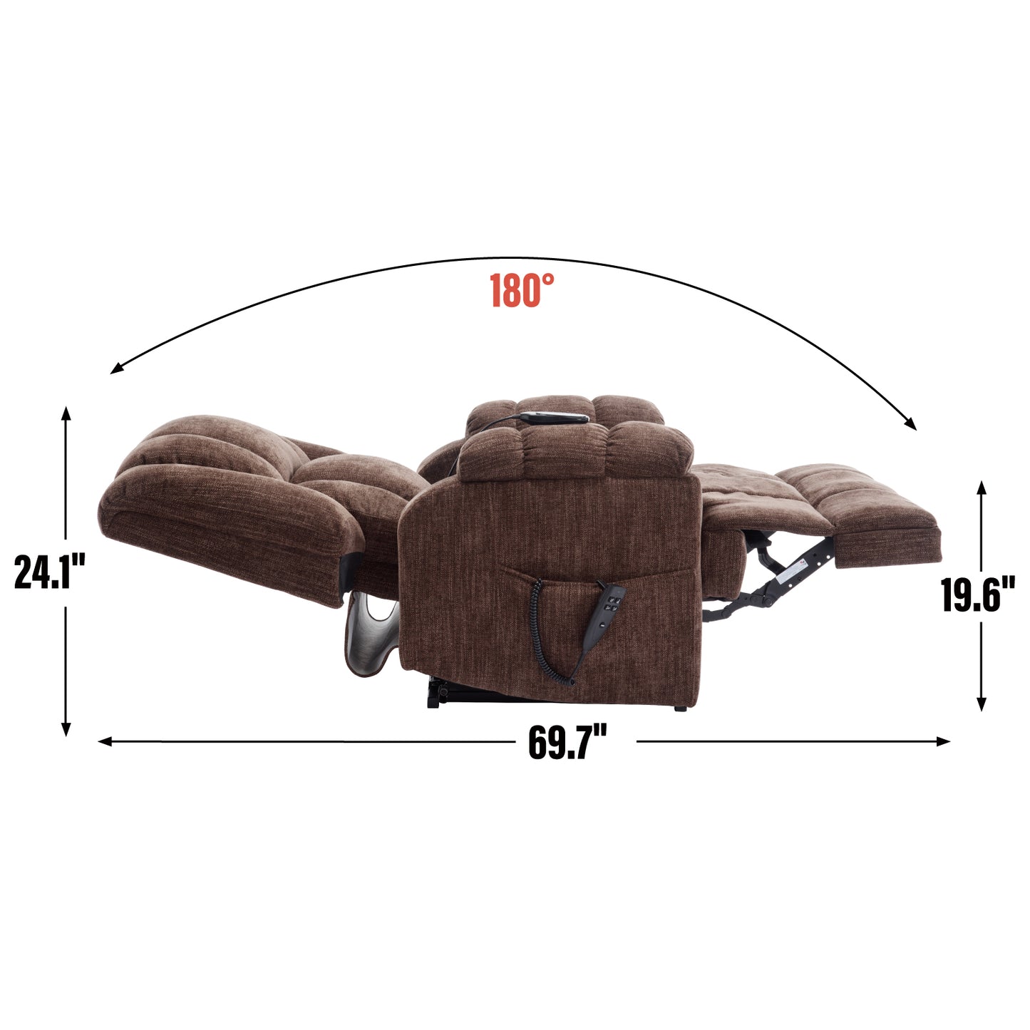 Nia Dual Motor Power Recliners Heat Massage - Brown