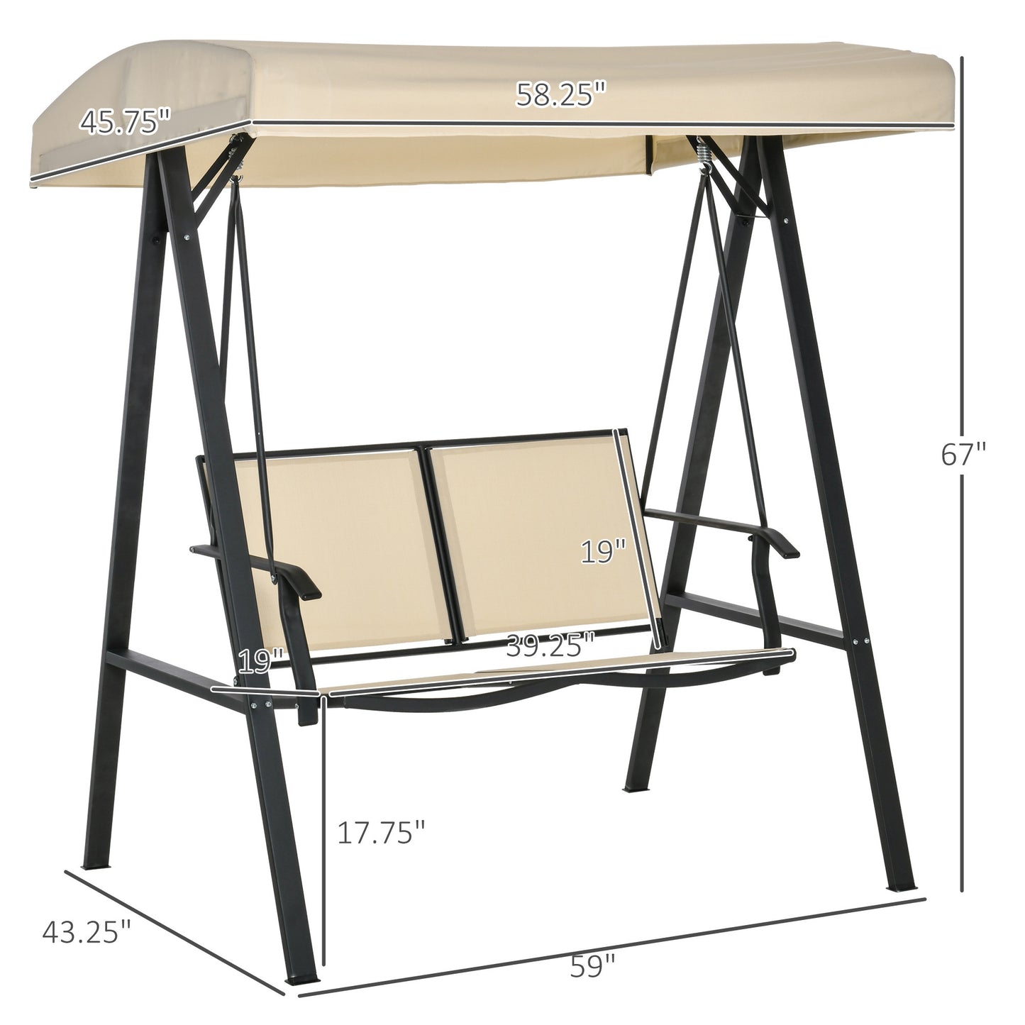 Taka 2-Person Patio Swings with Canopy - Beige