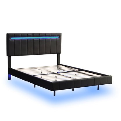 Marc II Queen Size Floating Bed Frame with LED - Black