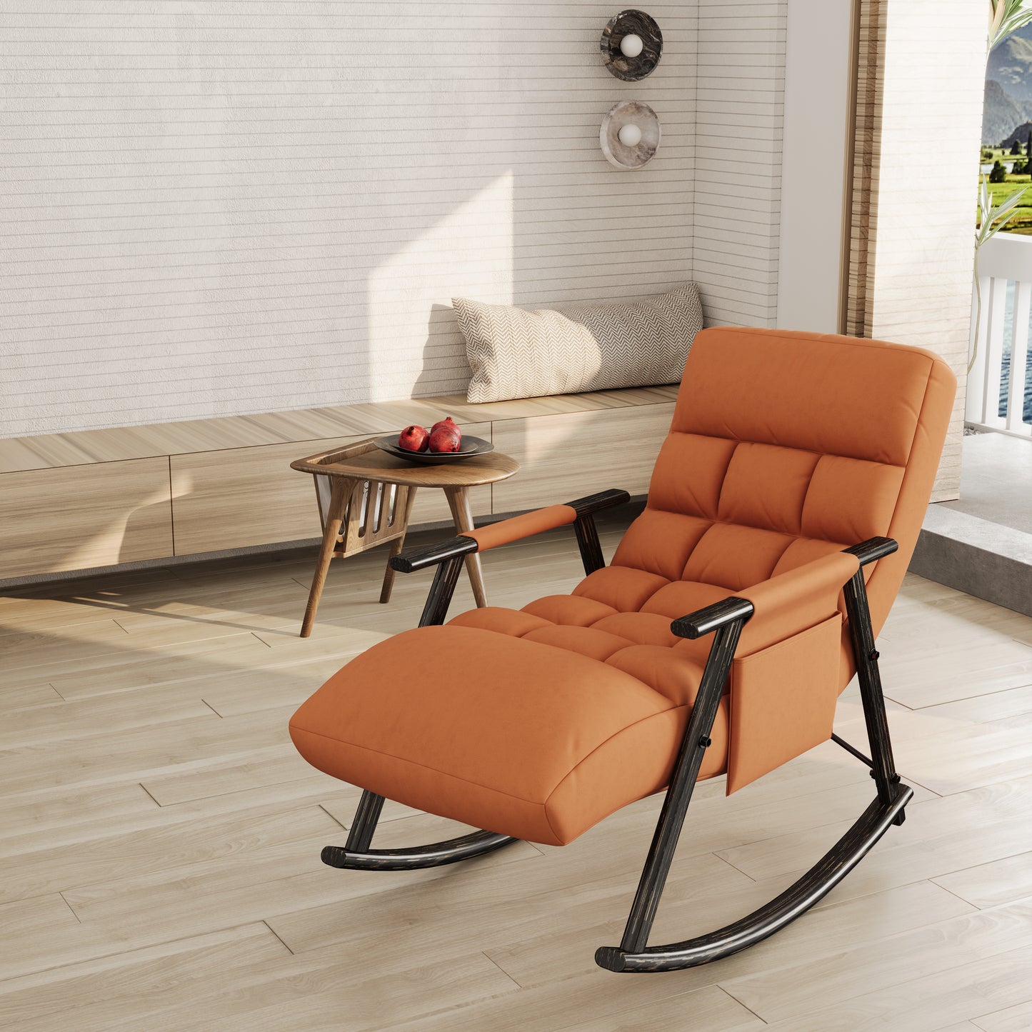 Dawson Casual folding rocking chair upholstere - Orange