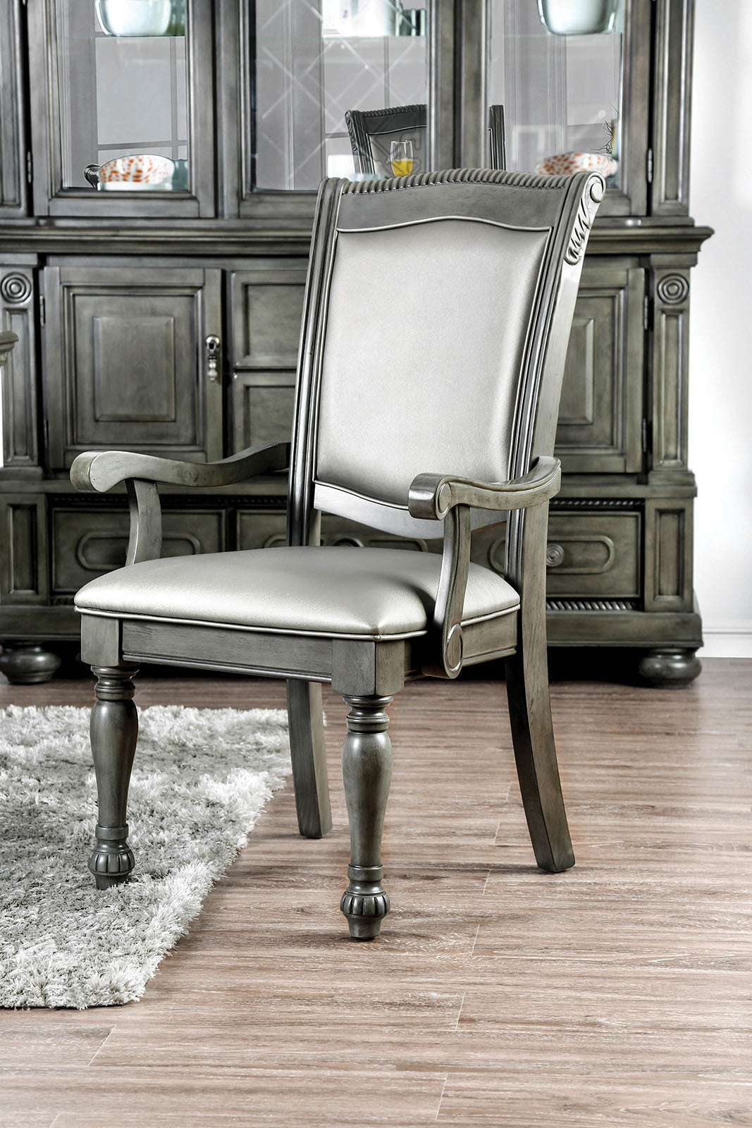 Foster Traditional Dining Arm Chairs (Set of 2)  - Gray