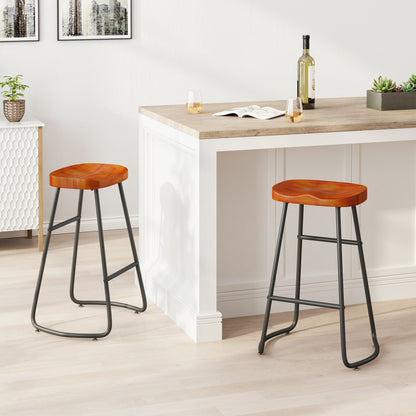 Stylish and Minimalist Bar Stools - Brown Set of 2