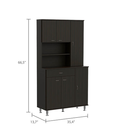 Tigard 1-Shelf 1-Drawer Pantry Cabinet - Black
